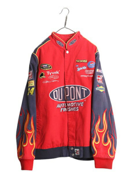 00s ナスカー オフィシャル レーシング ジャケット メンズ XL / オールド CHASE NASCAR ジェフゴードン DUPONT 当時物 ファイヤー パターン
