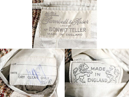 イギリス製  ターンブル&アッサー ツイード テーラード ジャケット メンズ S / ブレザー Turnbull&Asser チェック チェンジポケット 英国製