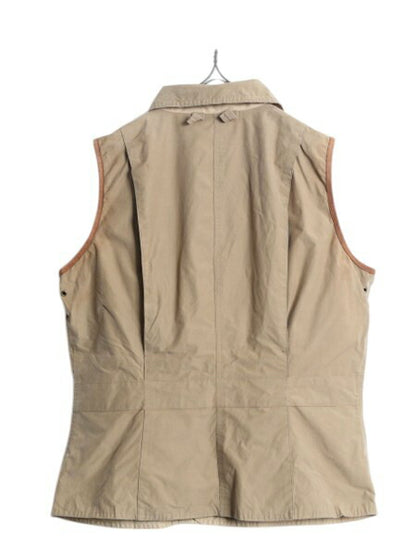 00s LAUREN ラルフローレン リバーシブル ベスト レディース L オールド ポロ ハンティング シューティング サファリ 重ね着 前開き カーキ