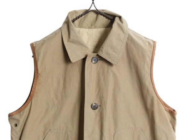 00s LAUREN ラルフローレン リバーシブル ベスト レディース L オールド ポロ ハンティング シューティング サファリ 重ね着 前開き カーキ