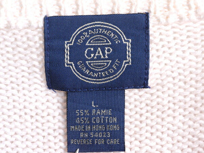 80s OLD GAP 二ット ワイド ボーダー ロング カーディガン レディース L 80年代 ヴィンテージ オールド ギャップ コットン ラミー セーター