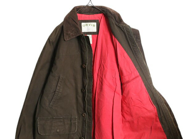 00s オービス ハンティング ジャケット メンズ M 旧タグ オールド ORVIS アウトドア コットン ノンワックス ハーフ コート フィールド 濃茶