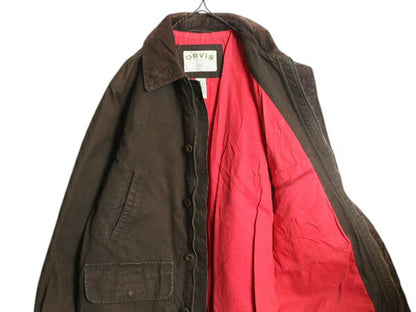00s オービス ハンティング ジャケット メンズ M 旧タグ オールド ORVIS アウトドア コットン ノンワックス ハーフ コート フィールド 濃茶