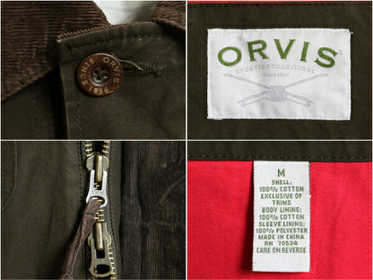 00s オービス ハンティング ジャケット メンズ M 旧タグ オールド ORVIS アウトドア コットン ノンワックス ハーフ コート フィールド 濃茶