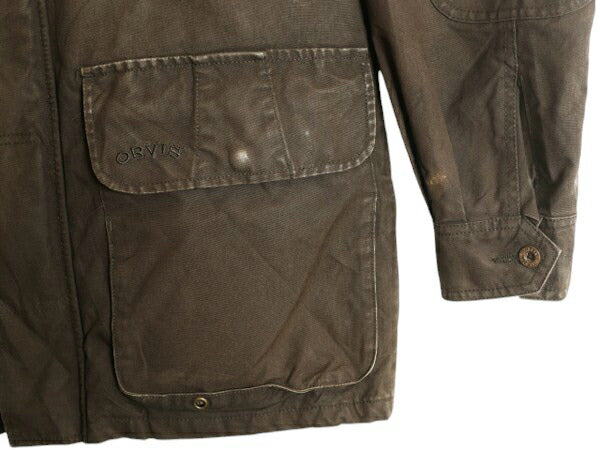 00s オービス ハンティング ジャケット メンズ M 旧タグ オールド ORVIS アウトドア コットン ノンワックス ハーフ コート フィールド 濃茶