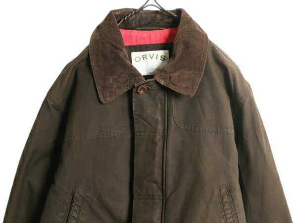 00s オービス ハンティング ジャケット メンズ M 旧タグ オールド ORVIS アウトドア コットン ノンワックス ハーフ コート フィールド 濃茶
