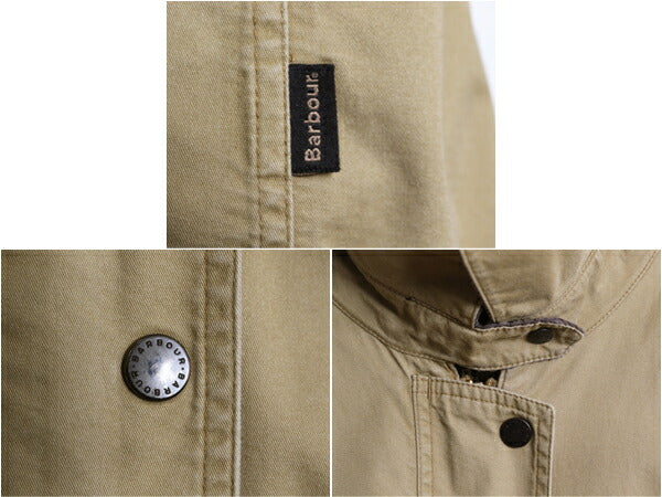 バブアー ハーフ コート レディース L 程 Barbour 中綿 キルティング ジャケット ジャンパー 3ワラント ノンオイルド フルジップ ベージュ
