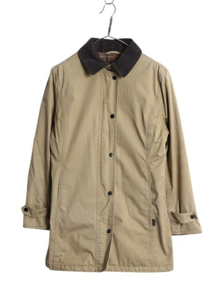 バブアー ハーフ コート レディース L 程 Barbour 中綿 キルティング ジャケット ジャンパー 3ワラント ノンオイルド フルジップ ベージュ