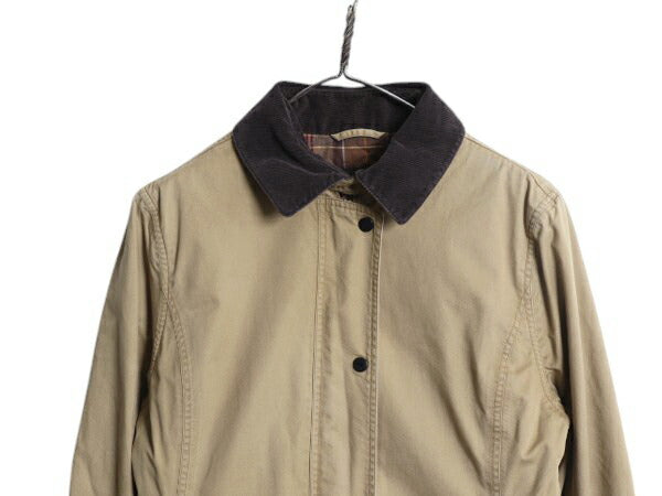 バブアー ハーフ コート レディース L 程 Barbour 中綿 キルティング ジャケット ジャンパー 3ワラント ノンオイルド フルジップ ベージュ