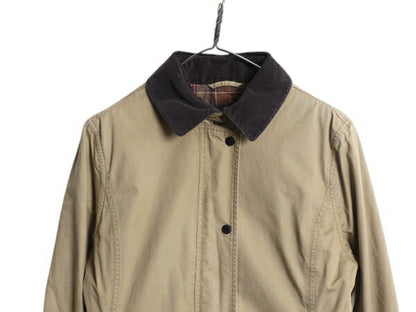 バブアー ハーフ コート レディース L 程 Barbour 中綿 キルティング ジャケット ジャンパー 3ワラント ノンオイルド フルジップ ベージュ