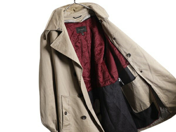 バナナリパブリック トレンチ ハーフ コート メンズ L BANANA REPUBLIC 中綿 キルティング 脱着 ライナー付き ジャケット カーキ ベージュ