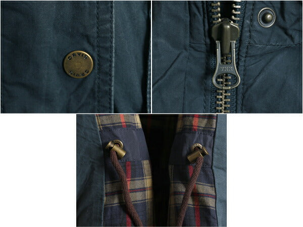 オービス オイルド コットン パーカー ジャケット レディース L ハーフコート ORVIS ワックスド チェック ライナー付き HALLEY STEVENSONS