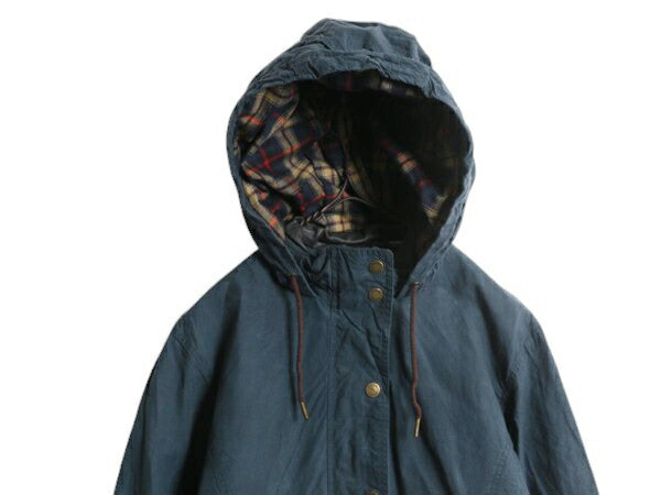 オービス オイルド コットン パーカー ジャケット レディース L ハーフコート ORVIS ワックスド チェック ライナー付き HALLEY STEVENSONS