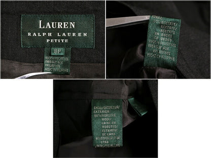 90s LAUREN ラルフローレン フルジップ ウール ジャケット 8P レディース S 程 オールド ポロ ブルゾン ジャンパー モックネック 無地 濃灰