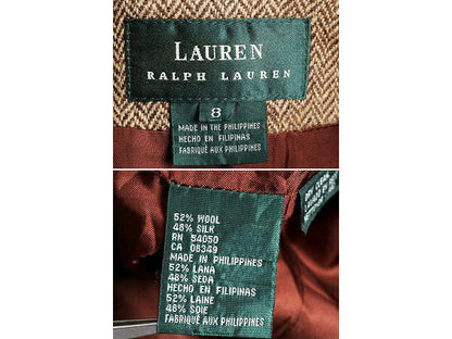 90s LAUREN ラルフローレン ツイード テーラード ジャケット レディース M / 古着 ブレザー オールド ヘリンボーン ストライプ ウール