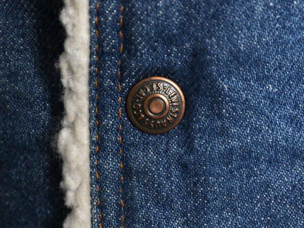 70s USA製 リーバイス 裏 ボア デニム ベスト メンズ M 古着 70年代 ヴィンテージ LEVIS 重ね着 前開き パイル オレンジタブ ポケット付き