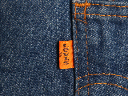 70s USA製 リーバイス 裏 ボア デニム ベスト メンズ M 古着 70年代 ヴィンテージ LEVIS 重ね着 前開き パイル オレンジタブ ポケット付き
