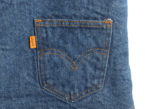 70s USA製 リーバイス 裏 ボア デニム ベスト メンズ M 古着 70年代 ヴィンテージ LEVIS 重ね着 前開き パイル オレンジタブ ポケット付き