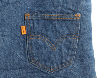 70s USA製 リーバイス 裏 ボア デニム ベスト メンズ M 古着 70年代 ヴィンテージ LEVIS 重ね着 前開き パイル オレンジタブ ポケット付き