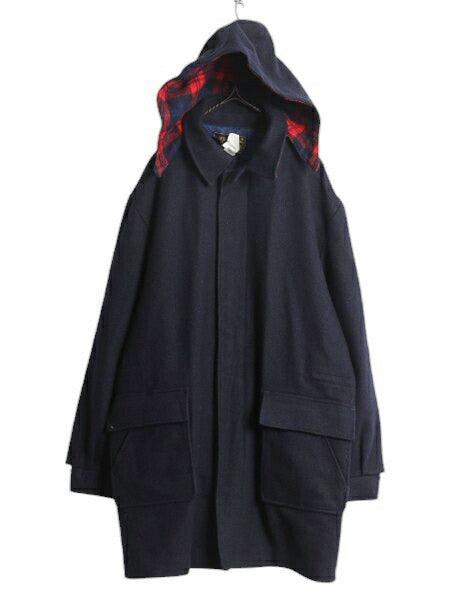 70s 80s USA製 エディ―バウアー メルトン ウール ハーフ コート メンズ XL / ヴィンテージ Eddie Bauer ジャケット ライナー付き 黒タグ