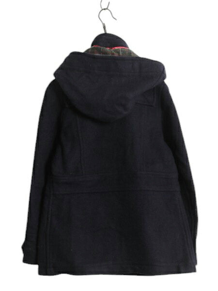 バブアー メルトン ウール ダッフル コート レディース S 古着 Barbour チェック ライナー 脱着 フード付き パーカー ジャケット 3ワラント