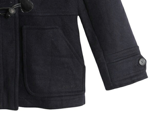 バブアー メルトン ウール ダッフル コート レディース S 古着 Barbour チェック ライナー 脱着 フード付き パーカー ジャケット 3ワラント