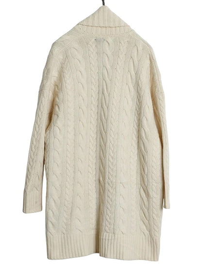 ポロ ラルフローレン ショールカラー ニット ガウン レディース XS ウール カシミヤ ケーブル セーター ローブ カーディガン ロング 羽織り