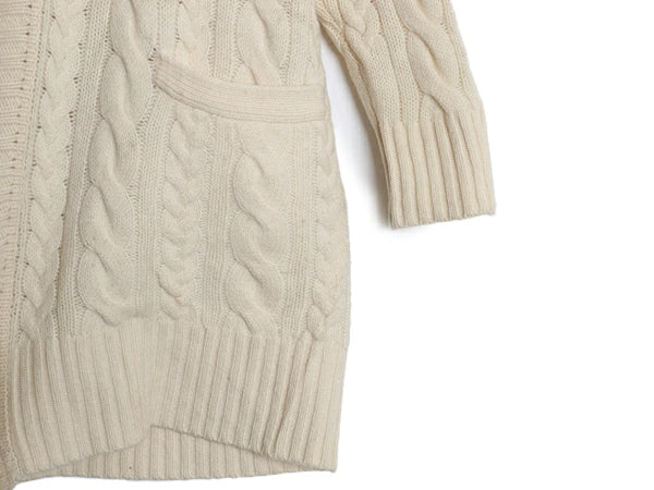 ポロ ラルフローレン ショールカラー ニット ガウン レディース XS ウール カシミヤ ケーブル セーター ローブ カーディガン ロング 羽織り