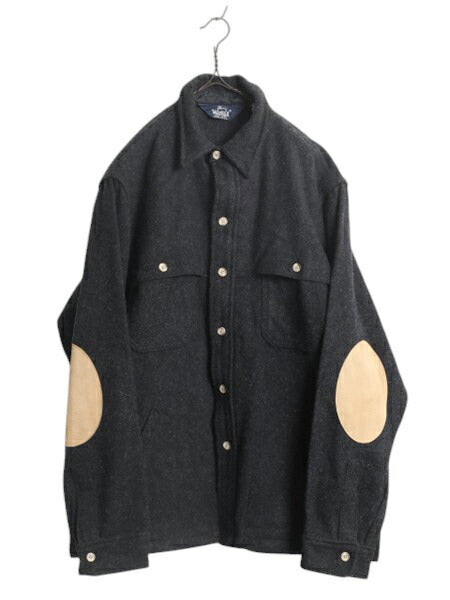 80s USA製 ウールリッチ ウール ダブル マッキーノ ジャケット メンズ L 旧タグ ヴィンテージ WOOLRICH ブルゾン CPO エルボーパッチ 濃灰