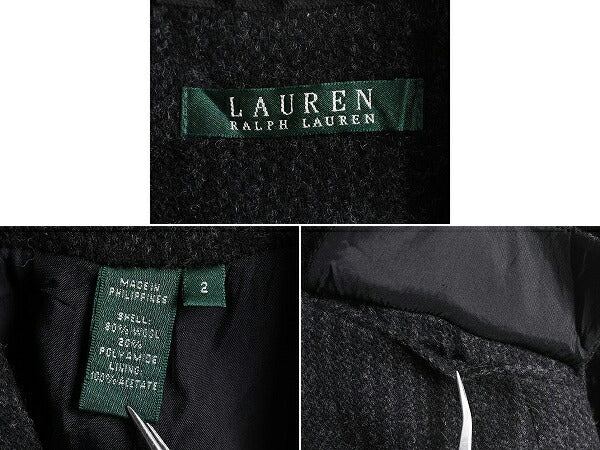 90s デッドストック LAUREN ラルフローレン 上襟ベロア ウール テーラード ジャケット レディース XS / 未使用 ブレザー オールド チェック