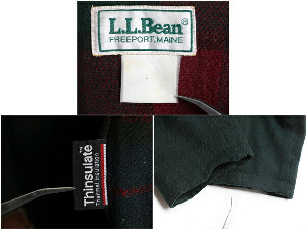 90s エルエルビーン ダッフル コート レディース L 程 / 古着 オールド LLBEAN 旧タグ メルトン ウール ロング 中綿 チェック ライナー付き