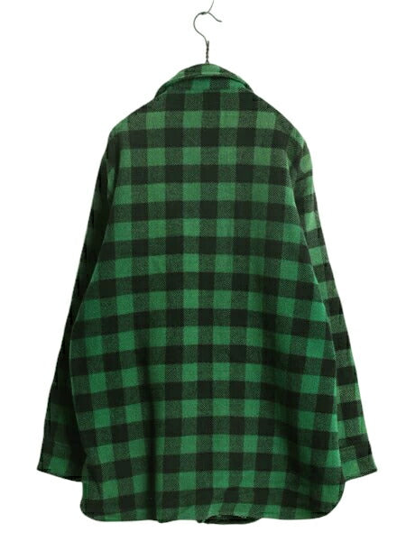 50s ウールリッチ ブロック チェック 長袖 CPO ウール シャツ メンズ M 程 古着 黒タグ ヴィンテージ WOOLRICH ジャケット ヘビーウェイト