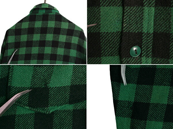 50s ウールリッチ ブロック チェック 長袖 CPO ウール シャツ メンズ M 程 古着 黒タグ ヴィンテージ WOOLRICH ジャケット ヘビーウェイト