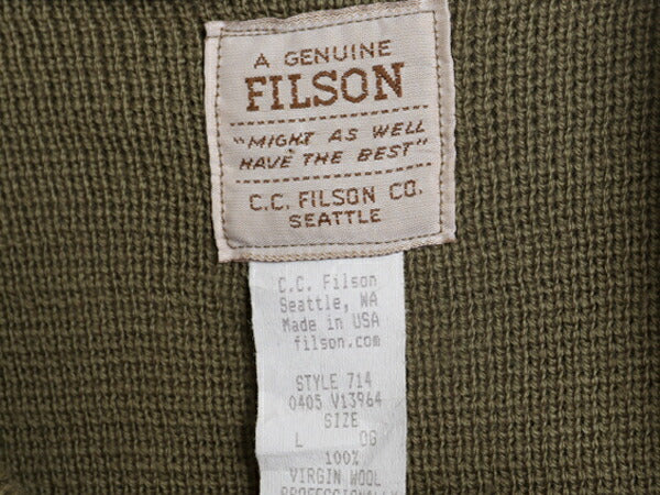 00s USA製 フィルソン ヘンリーネック ガイド セーター メンズ L 古着 FILSON オールド ウール ニット 本革 ヌバック レザー ハンティング