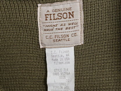 00s USA製 フィルソン ヘンリーネック ガイド セーター メンズ L 古着 FILSON オールド ウール ニット 本革 ヌバック レザー ハンティング