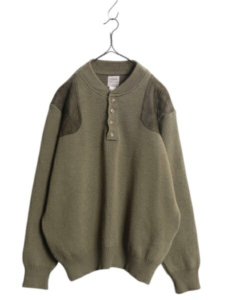 00s USA製 フィルソン ヘンリーネック ガイド セーター メンズ L 古着 FILSON オールド ウール ニット 本革 ヌバック レザー ハンティング