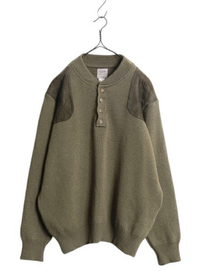 00s USA製 フィルソン ヘンリーネック ガイド セーター メンズ L 古着 FILSON オールド ウール ニット 本革 ヌバック レザー ハンティング
