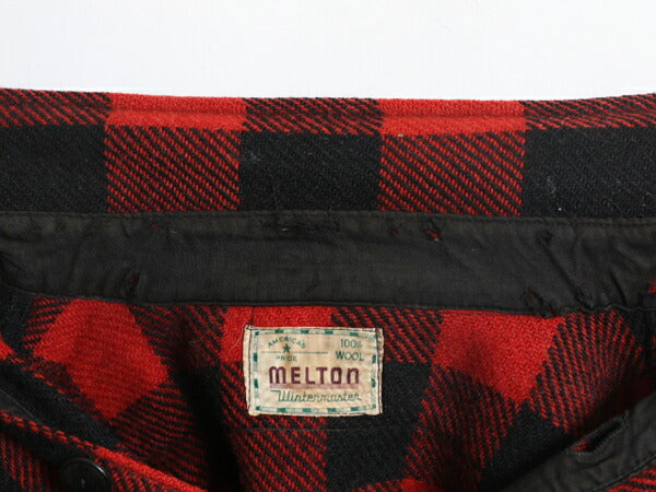 60s MELTON ブロック チェック 長袖 CPO ウール シャツ メンズ M 程 / 古着 ヴィンテージ メルトン ジャケット ヘビーウェイト 長袖シャツ