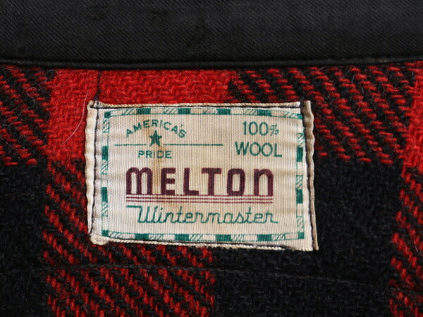 60s MELTON ブロック チェック 長袖 CPO ウール シャツ メンズ M 程 / 古着 ヴィンテージ メルトン ジャケット ヘビーウェイト 長袖シャツ