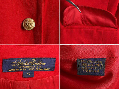 デッドストック 90s USA製 ブルックスブラザーズ テーラード ジャケット レディース L 新品 90年代 オールド ブレザー Brooks Brothers 赤