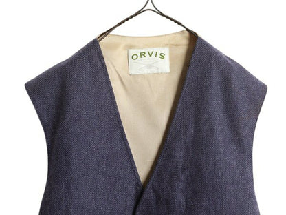 00s USA製 オービス テーラード ベスト メンズ XL / オールド ORVIS ツイード ウール ジレ ヘリンボーン ストライプ 大きいサイズ 前開き