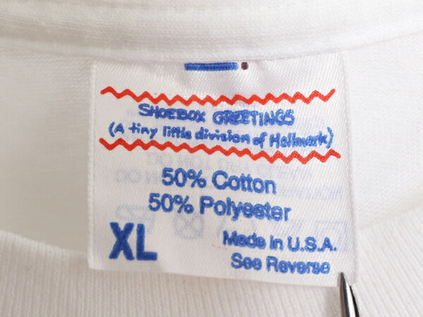 80s USA製 メッセージ プリント Tシャツ メンズ レディース XL / 80年代 ヴィンテージ 当時物 イラスト 大きいサイズ シングルステッチ 白