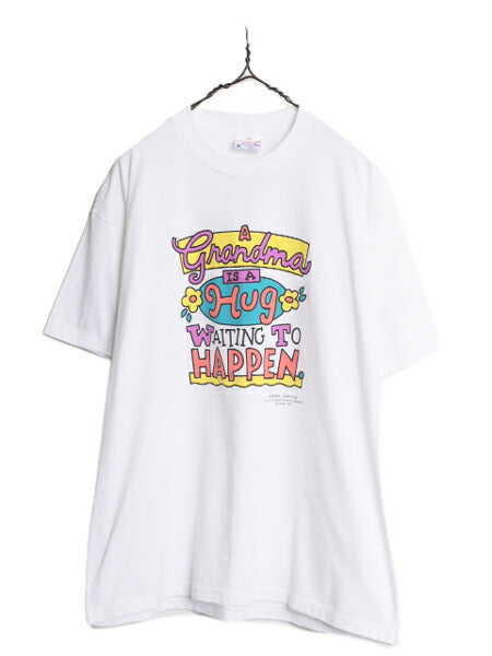 80s USA製 メッセージ プリント Tシャツ メンズ レディース XL / 80年代 ヴィンテージ 当時物 イラスト 大きいサイズ シングルステッチ 白