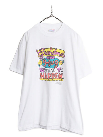 80s USA製 メッセージ プリント Tシャツ メンズ レディース XL / 80年代 ヴィンテージ 当時物 イラスト 大きいサイズ シングルステッチ 白