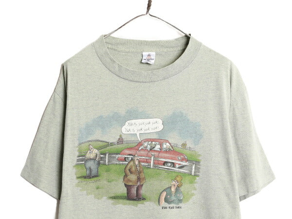 90s USA製 ジョーク イラスト プリント Tシャツ メンズ XL 古着 オールド THE FAR SIDE アート キャラクター ヘビーウェイト 大きいサイズ