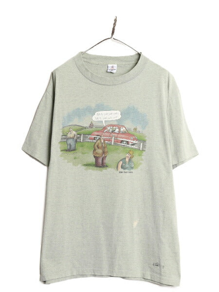 90s USA製 ジョーク イラスト プリント Tシャツ メンズ XL 古着 オールド THE FAR SIDE アート キャラクター ヘビーウェイト 大きいサイズ
