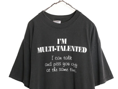 00s ジョーク メッセージ プリント Tシャツ メンズ XL / オールド 黒 グラフィック 当時物 大きいサイズ ヘビーウェイト プリントTシャツ