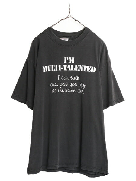 00s ジョーク メッセージ プリント Tシャツ メンズ XL / オールド 黒 グラフィック 当時物 大きいサイズ ヘビーウェイト プリントTシャツ