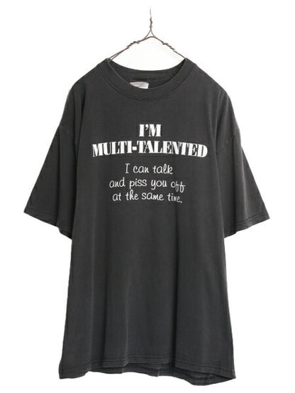 00s ジョーク メッセージ プリント Tシャツ メンズ XL / オールド 黒 グラフィック 当時物 大きいサイズ ヘビーウェイト プリントTシャツ