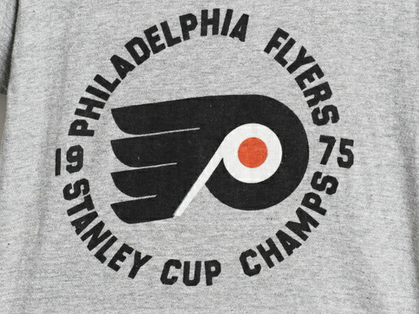 70s USA製 フライヤーズ プリント 半袖 Tシャツ S 小さめ メンズ XS 程/ ヴィンテージ NHL アイスホッケー 88 12 スプルース 霜降り グレー